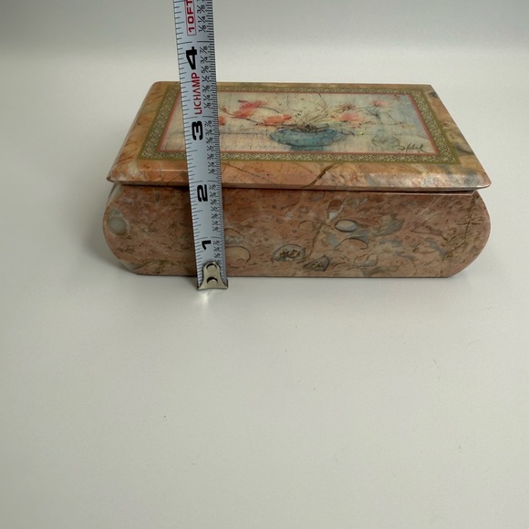 Vintage Marble Trinket Box With Lid Red Jasper Natural Stone Beautiful - Picture 13 of 16